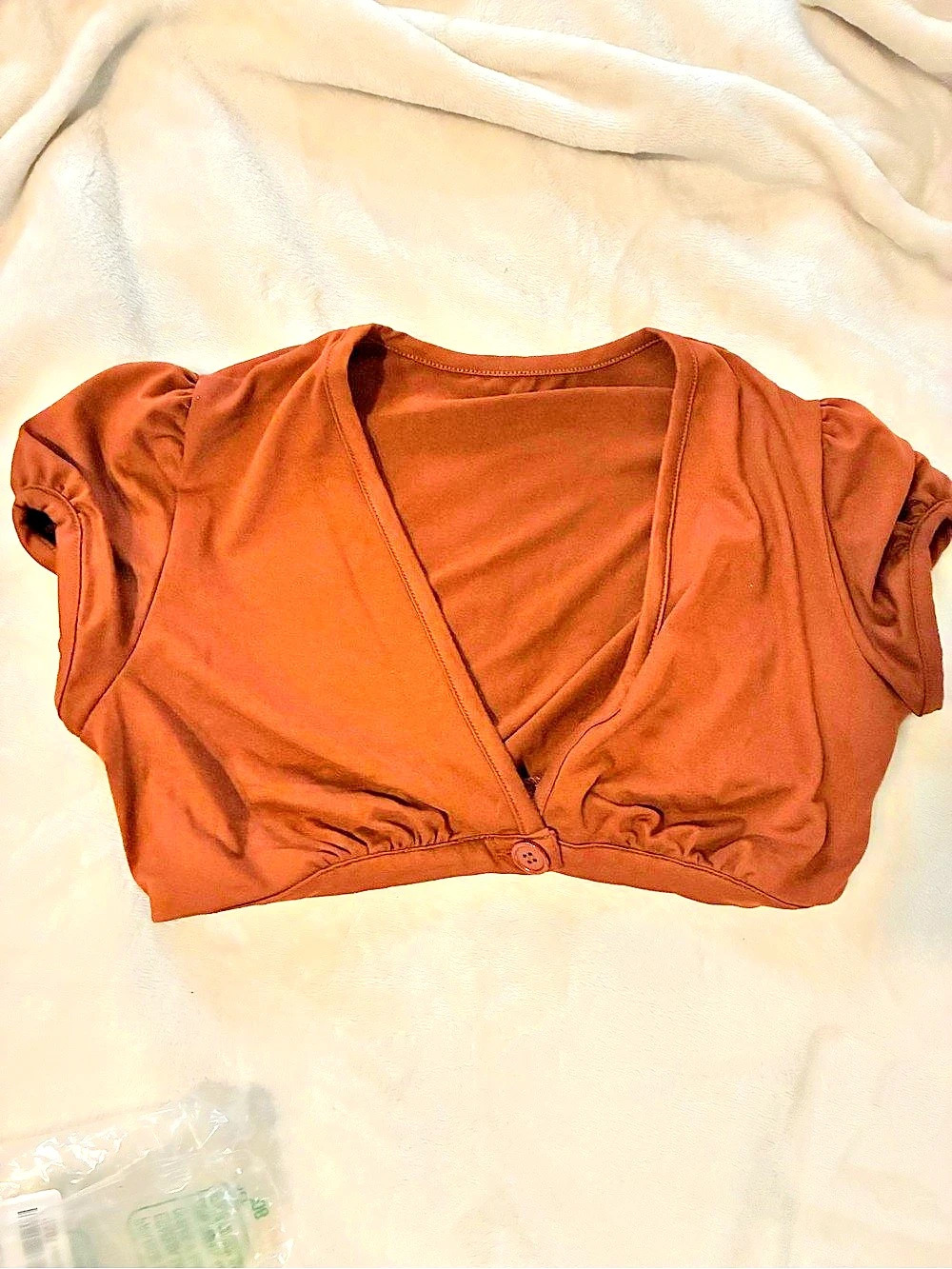 Brown V-Neck Crop Top Size Small Like New